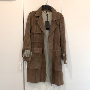 belstaff long brown leather jacket size 42